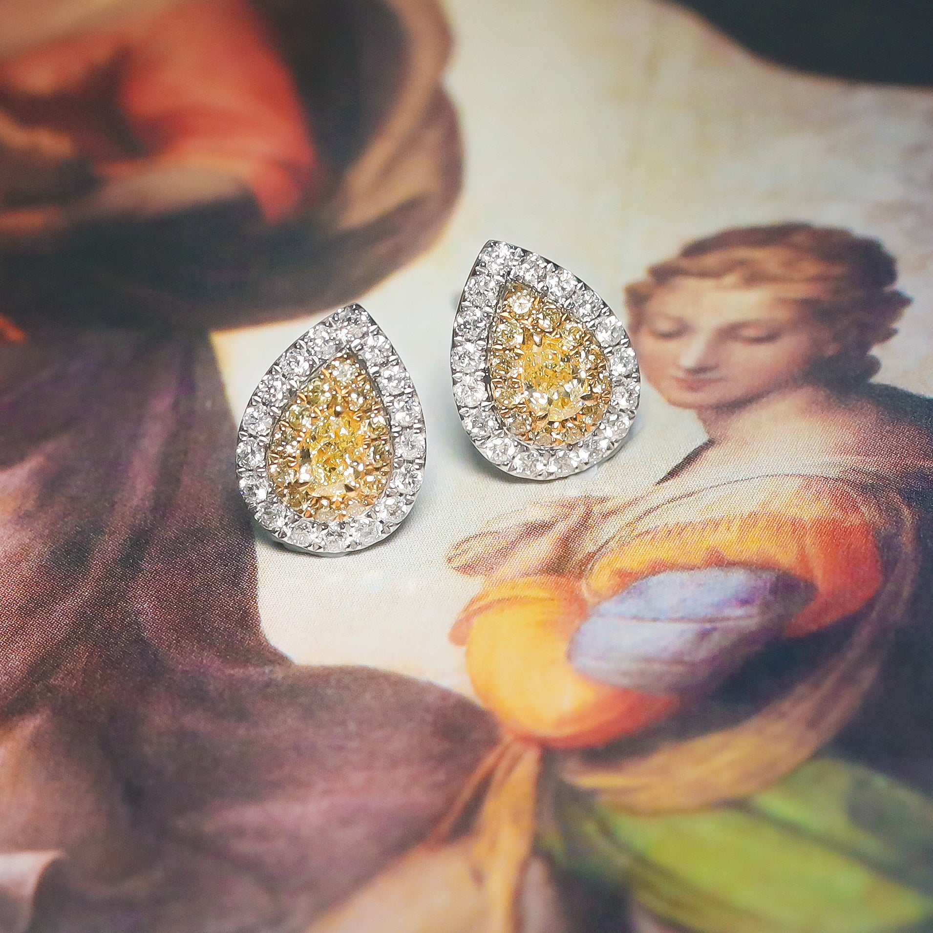 Pear Shaped Yellow Diamond Earrings