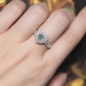 Layered Heart Green Diamond Ring