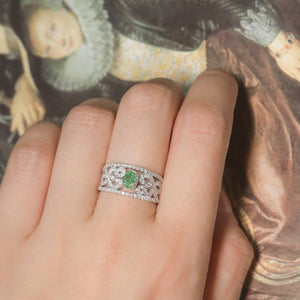 Green Diamond Patterned Ring