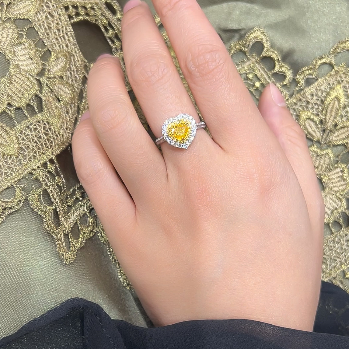 Heart Shape Yellow Diamond Ring