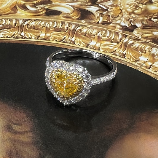 Heart Shape Yellow Diamond Ring